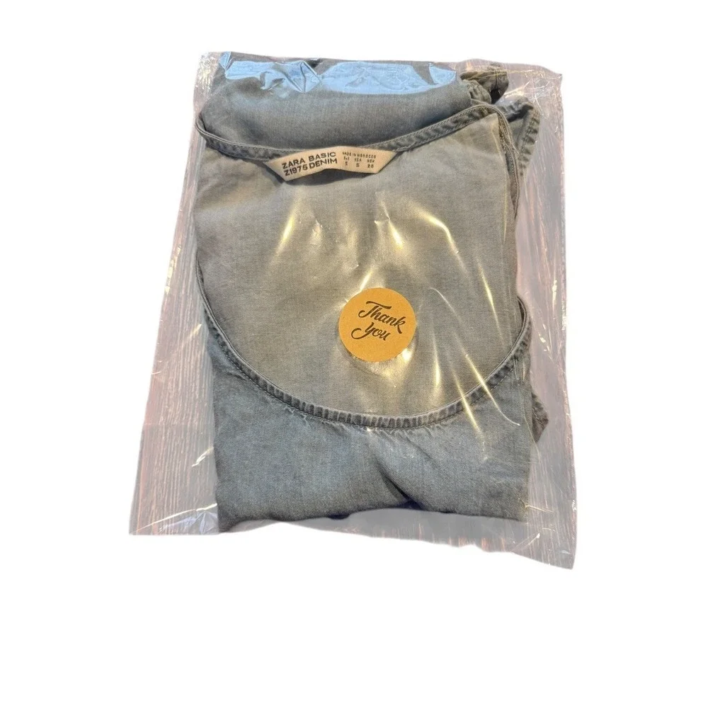 Zara Tank Top Small Women's Blue Denim Flowy Basic Z1975 Denim - Picture 7 of 7